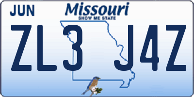 MO license plate ZL3J4Z