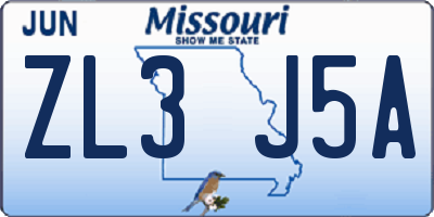 MO license plate ZL3J5A