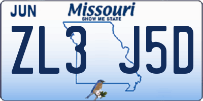 MO license plate ZL3J5D