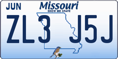 MO license plate ZL3J5J