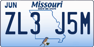MO license plate ZL3J5M