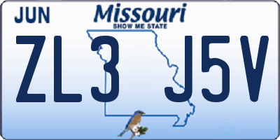 MO license plate ZL3J5V
