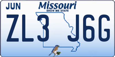 MO license plate ZL3J6G