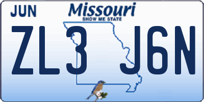 MO license plate ZL3J6N