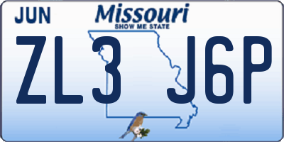 MO license plate ZL3J6P
