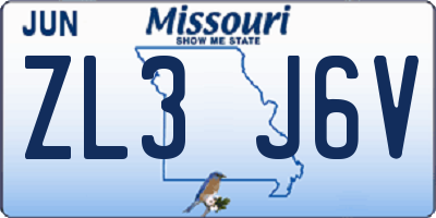 MO license plate ZL3J6V