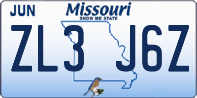 MO license plate ZL3J6Z
