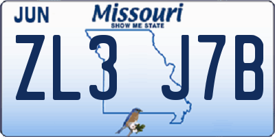 MO license plate ZL3J7B