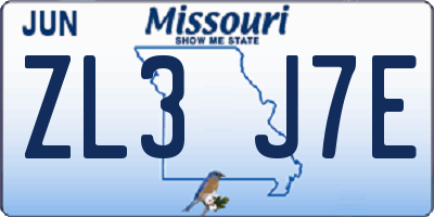MO license plate ZL3J7E