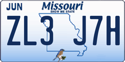 MO license plate ZL3J7H