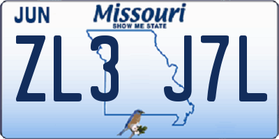 MO license plate ZL3J7L