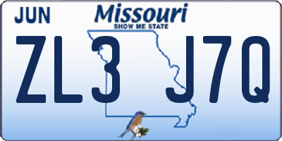 MO license plate ZL3J7Q