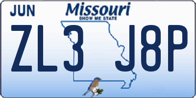 MO license plate ZL3J8P