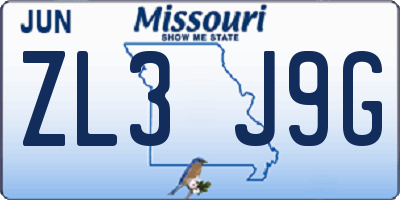 MO license plate ZL3J9G