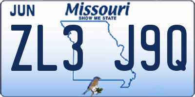 MO license plate ZL3J9Q