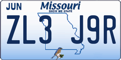 MO license plate ZL3J9R