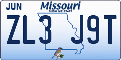 MO license plate ZL3J9T