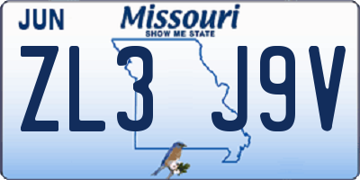 MO license plate ZL3J9V