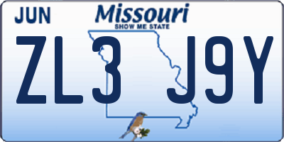 MO license plate ZL3J9Y