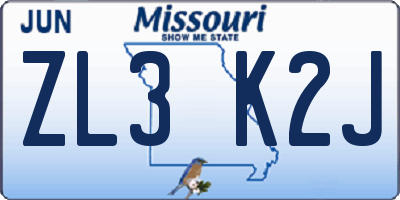 MO license plate ZL3K2J