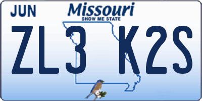MO license plate ZL3K2S