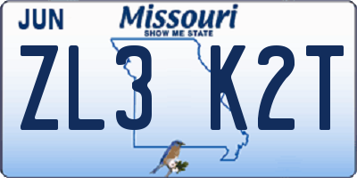 MO license plate ZL3K2T