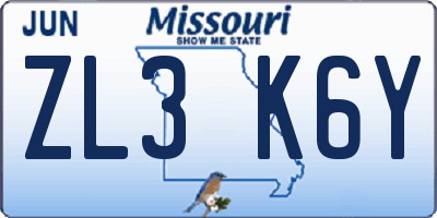 MO license plate ZL3K6Y