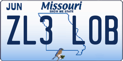 MO license plate ZL3L0B