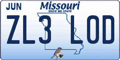 MO license plate ZL3L0D