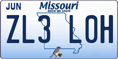 MO license plate ZL3L0H