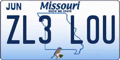 MO license plate ZL3L0U