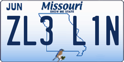 MO license plate ZL3L1N