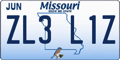 MO license plate ZL3L1Z