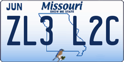 MO license plate ZL3L2C
