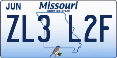 MO license plate ZL3L2F