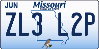 MO license plate ZL3L2P