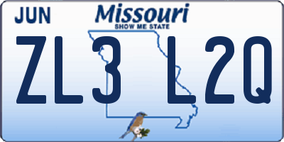 MO license plate ZL3L2Q