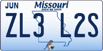 MO license plate ZL3L2S