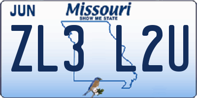 MO license plate ZL3L2U