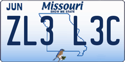 MO license plate ZL3L3C