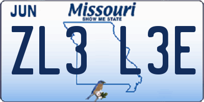 MO license plate ZL3L3E