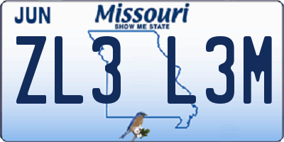 MO license plate ZL3L3M