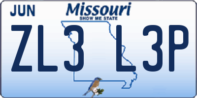MO license plate ZL3L3P
