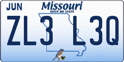 MO license plate ZL3L3Q
