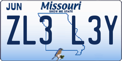 MO license plate ZL3L3Y