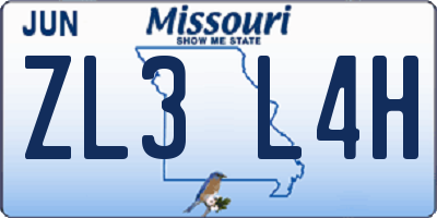 MO license plate ZL3L4H