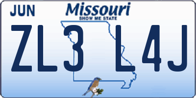 MO license plate ZL3L4J