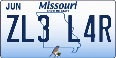 MO license plate ZL3L4R