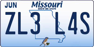 MO license plate ZL3L4S