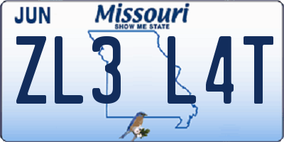 MO license plate ZL3L4T